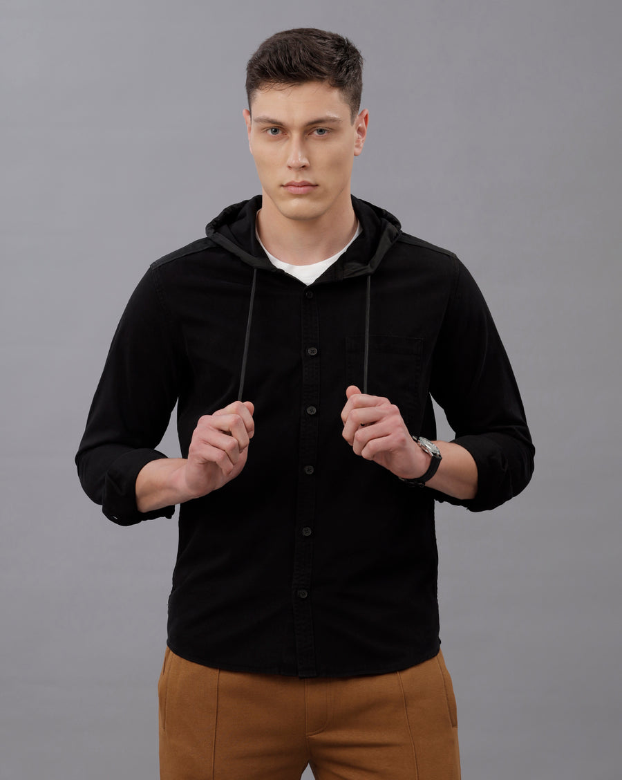 BLACK REGULAR FIT SHACKET