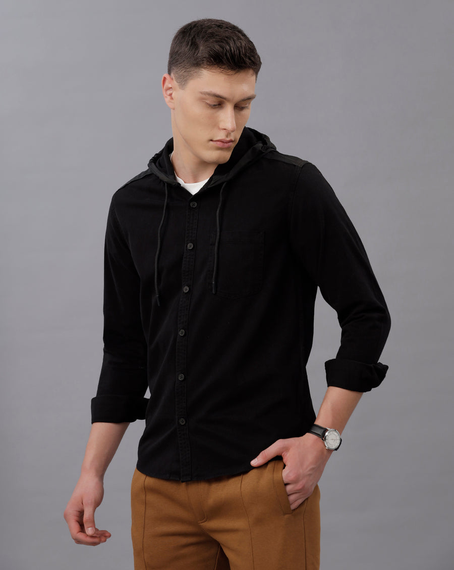 BLACK REGULAR FIT SHACKET