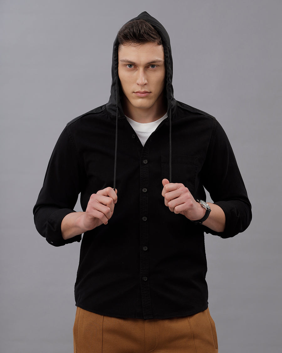 BLACK REGULAR FIT SHACKET