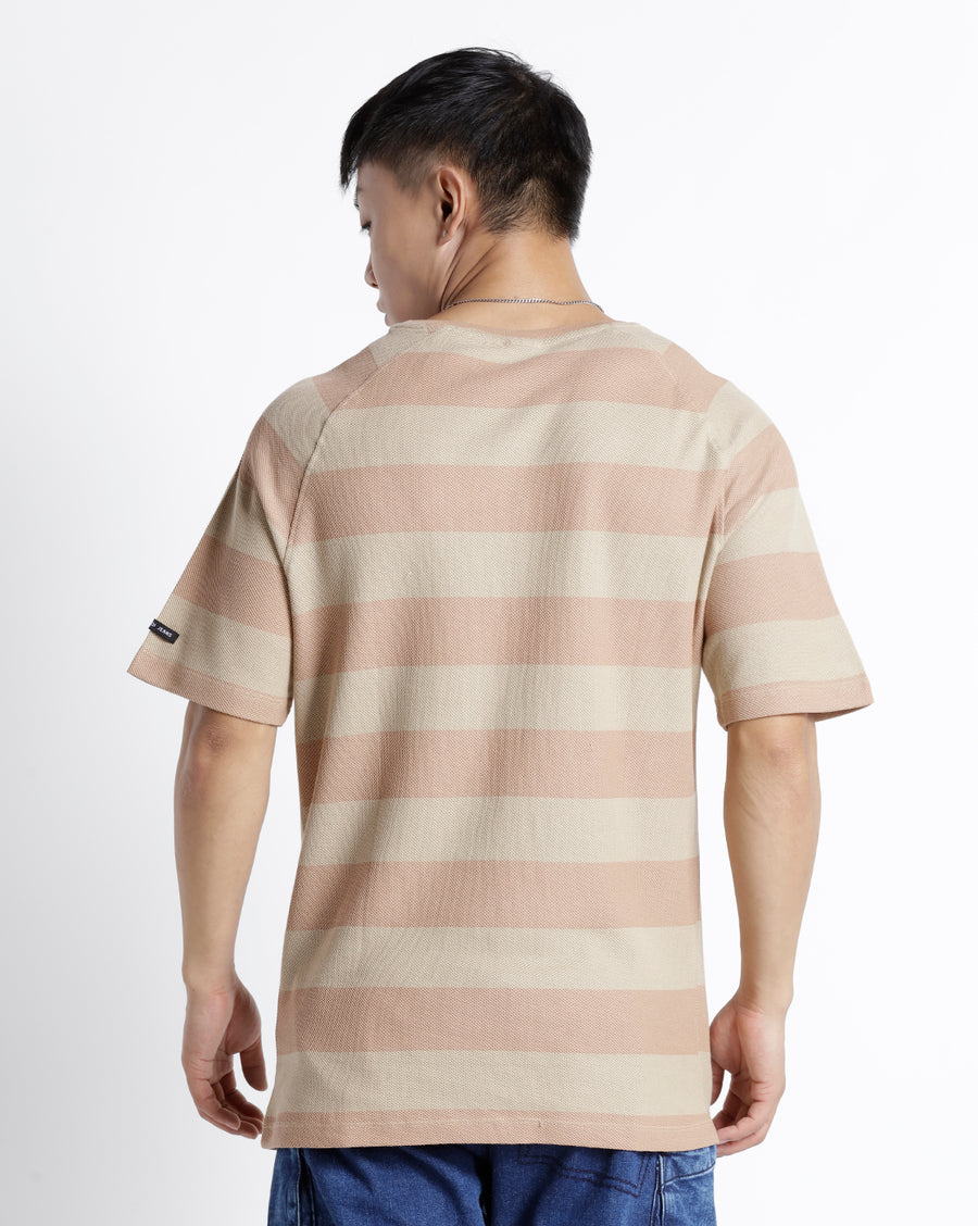 Voi Jeans Striped Raglan Sleeves Pure Cotton T-shirt