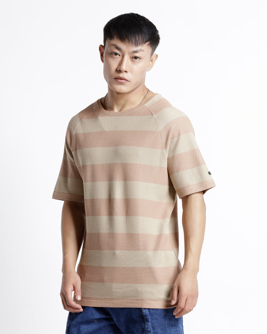 Voi Jeans Striped Raglan Sleeves Pure Cotton T-shirt