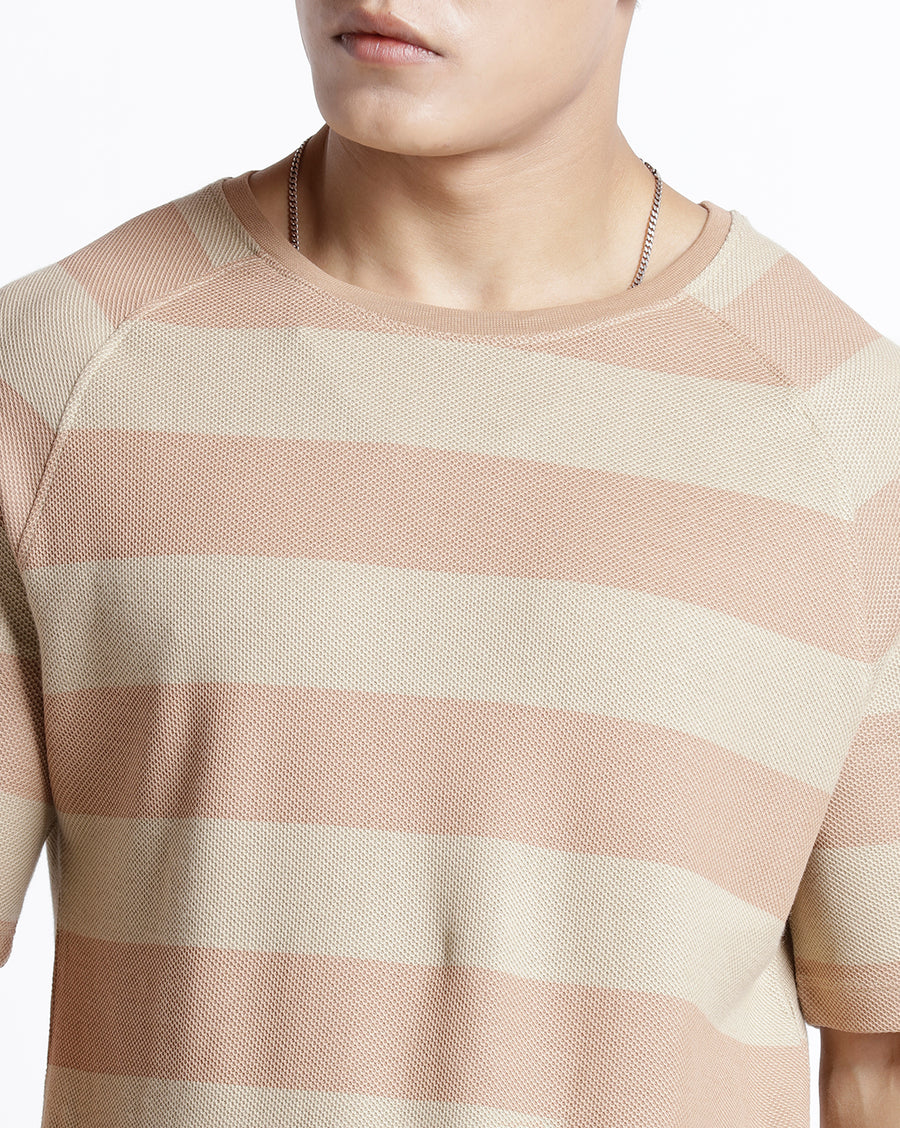 Voi Jeans Striped Raglan Sleeves Pure Cotton T-shirt