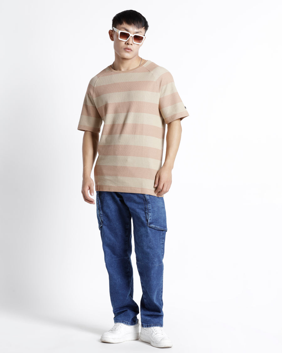 Voi Jeans Striped Raglan Sleeves Pure Cotton T-shirt