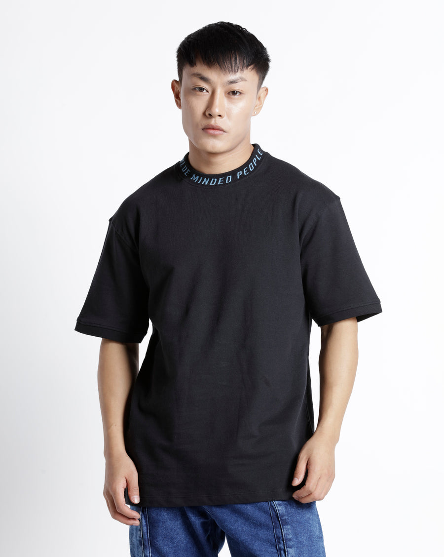 JET BLACK BOXY FIT COTTON T-SHIRT