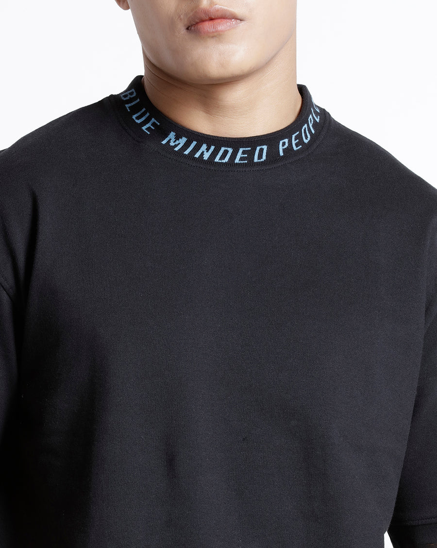 JET BLACK BOXY FIT COTTON T-SHIRT