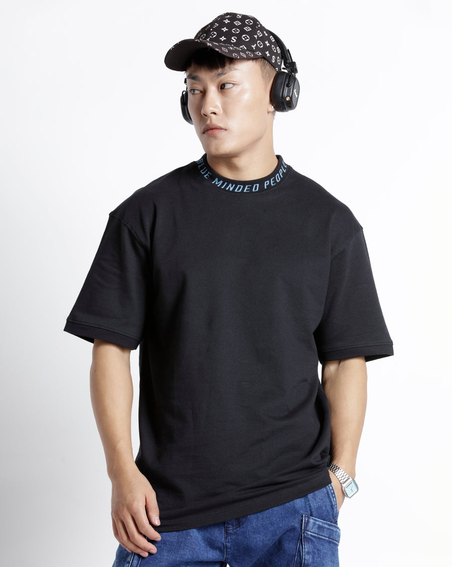 JET BLACK BOXY FIT COTTON T-SHIRT