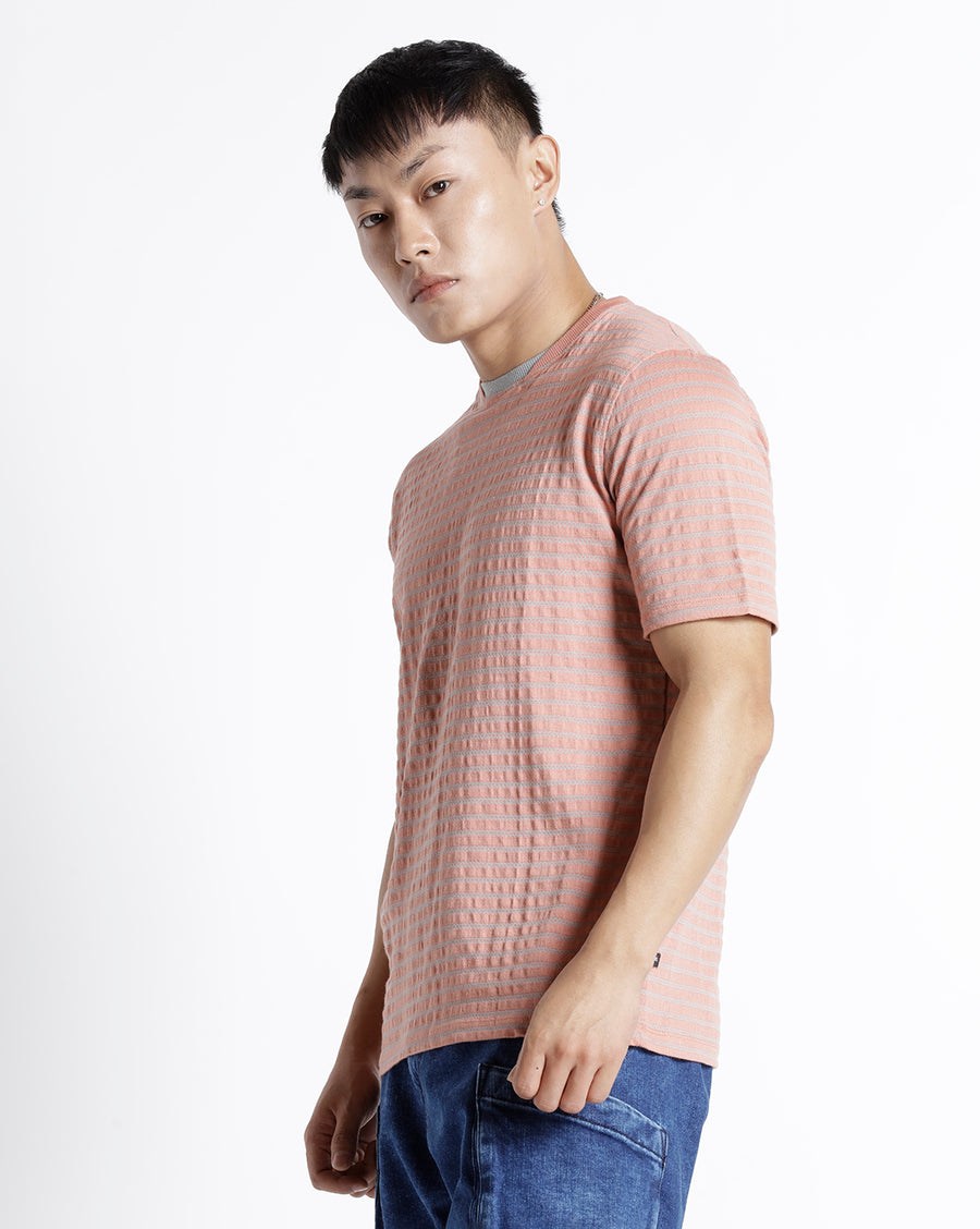 Rose/ Quarry Regular Fit Cotton T-Shirt