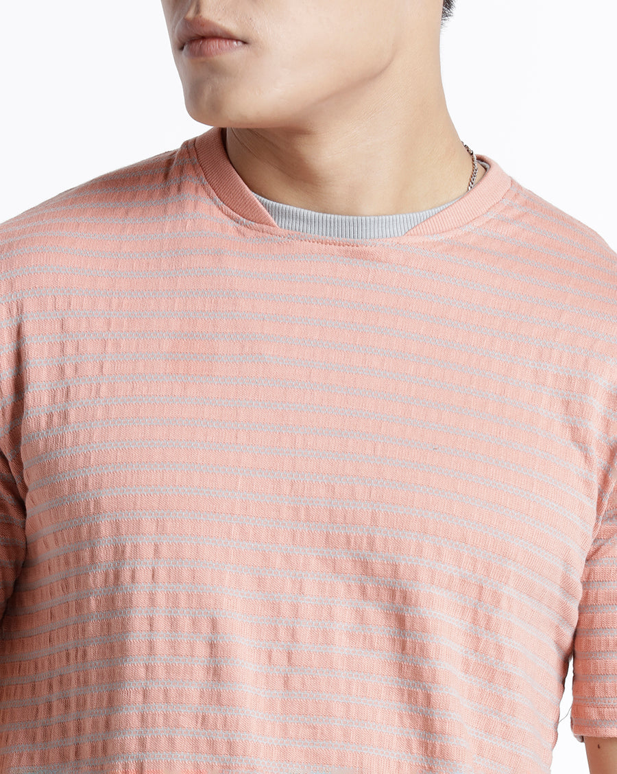 Rose/ Quarry Regular Fit Cotton T-Shirt