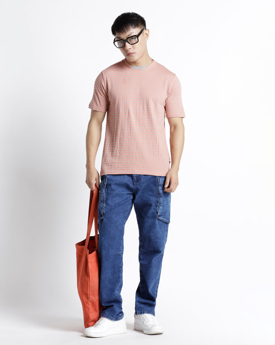 Rose/ Quarry Regular Fit Cotton T-Shirt