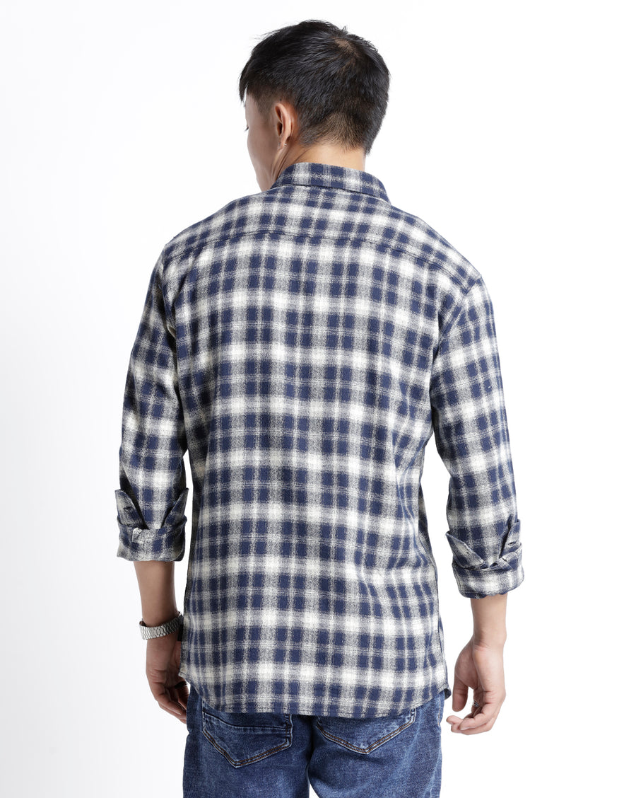 BLACK ECRU SLIM FIT COTTON VISCOSE SHIRT
