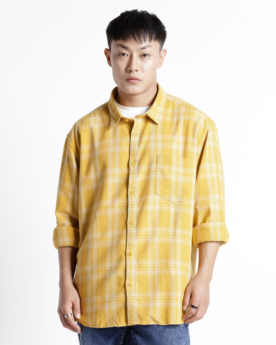 Voi Jeans Mens Honey Gold Regular Fit Shirt