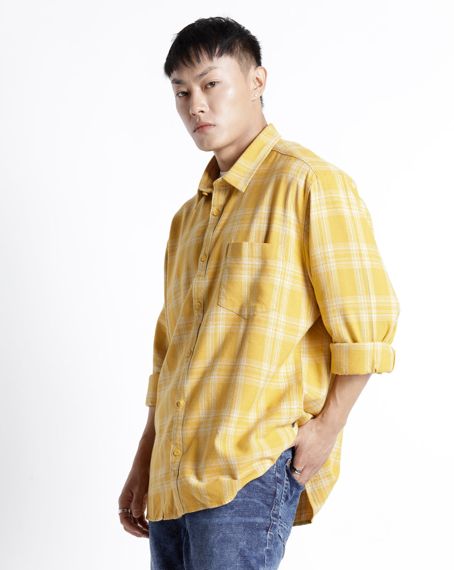 Voi Jeans Mens Honey Gold Regular Fit Shirt