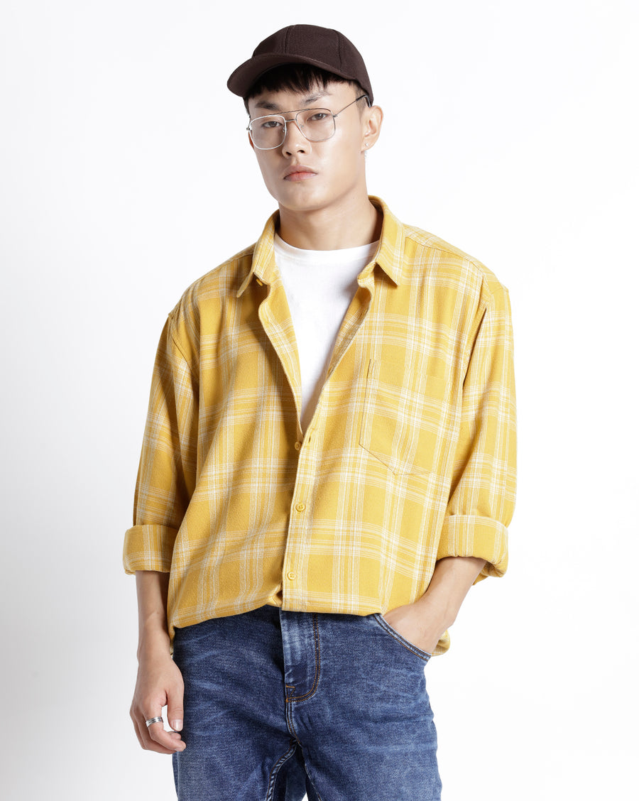 Voi Jeans Mens Honey Gold Regular Fit Shirt