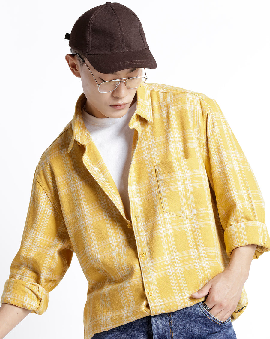 Voi Jeans Mens Honey Gold Regular Fit Shirt