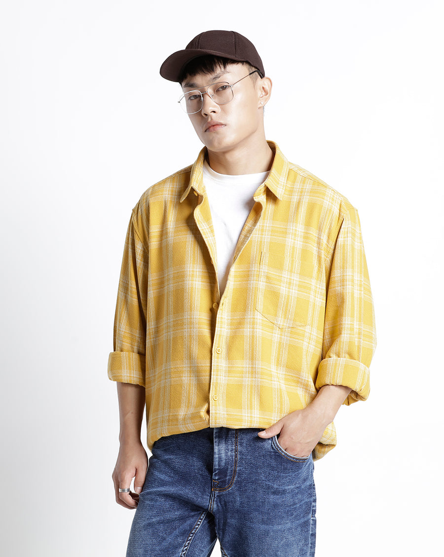 Voi Jeans Mens Honey Gold Regular Fit Shirt