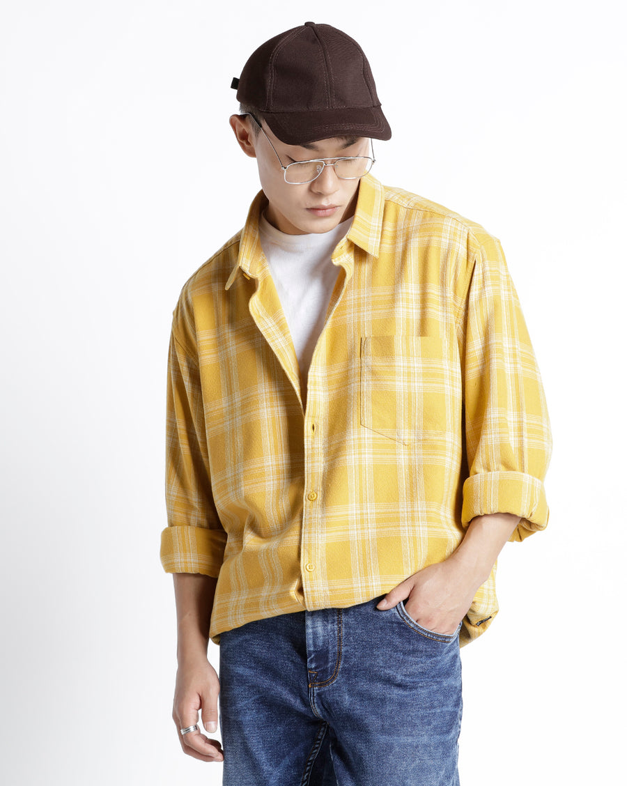 Voi Jeans Mens Honey Gold Regular Fit Shirt