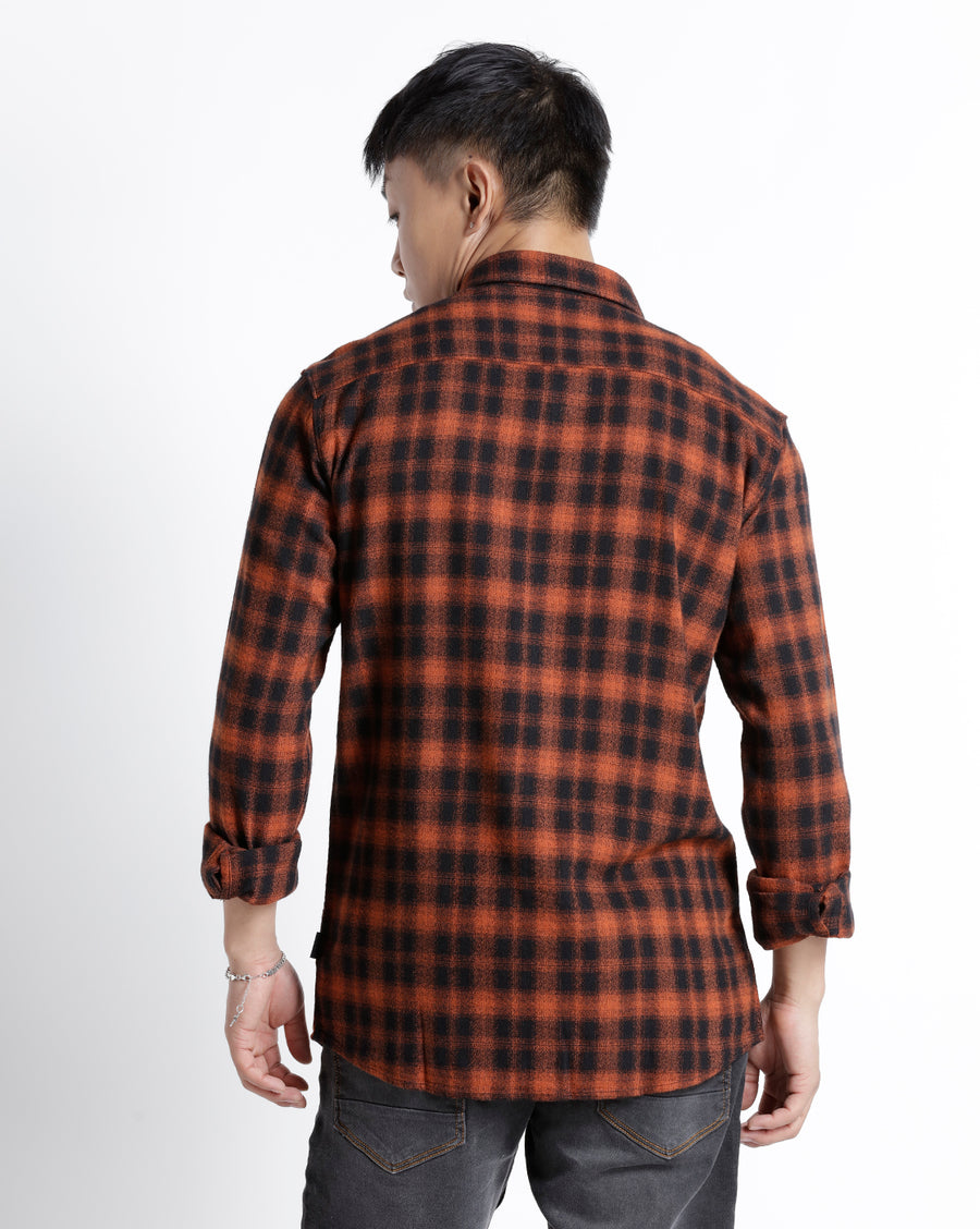 RUST BLACK SLIM FIT COTTON SHIRT