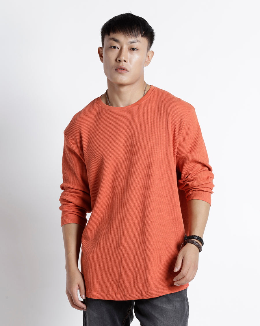 Men Waffle Regular Fit Casual T-Shirt
