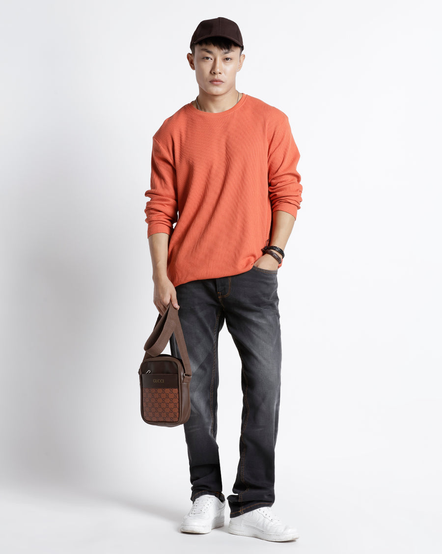 Men Waffle Regular Fit Casual T-Shirt