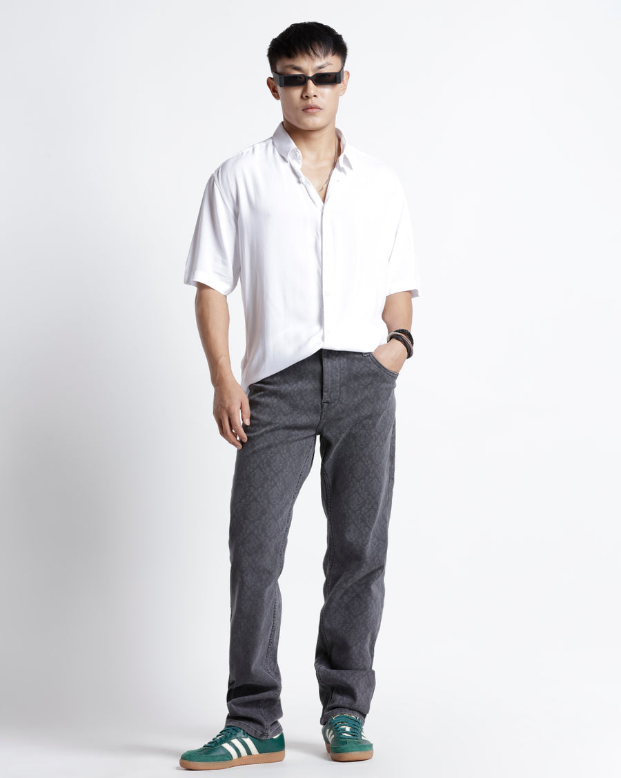 WHITE REGULAR FIT VISCOSE SHIRT