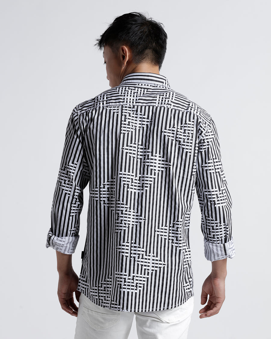 White/Light Olive Slim Fit Shirt