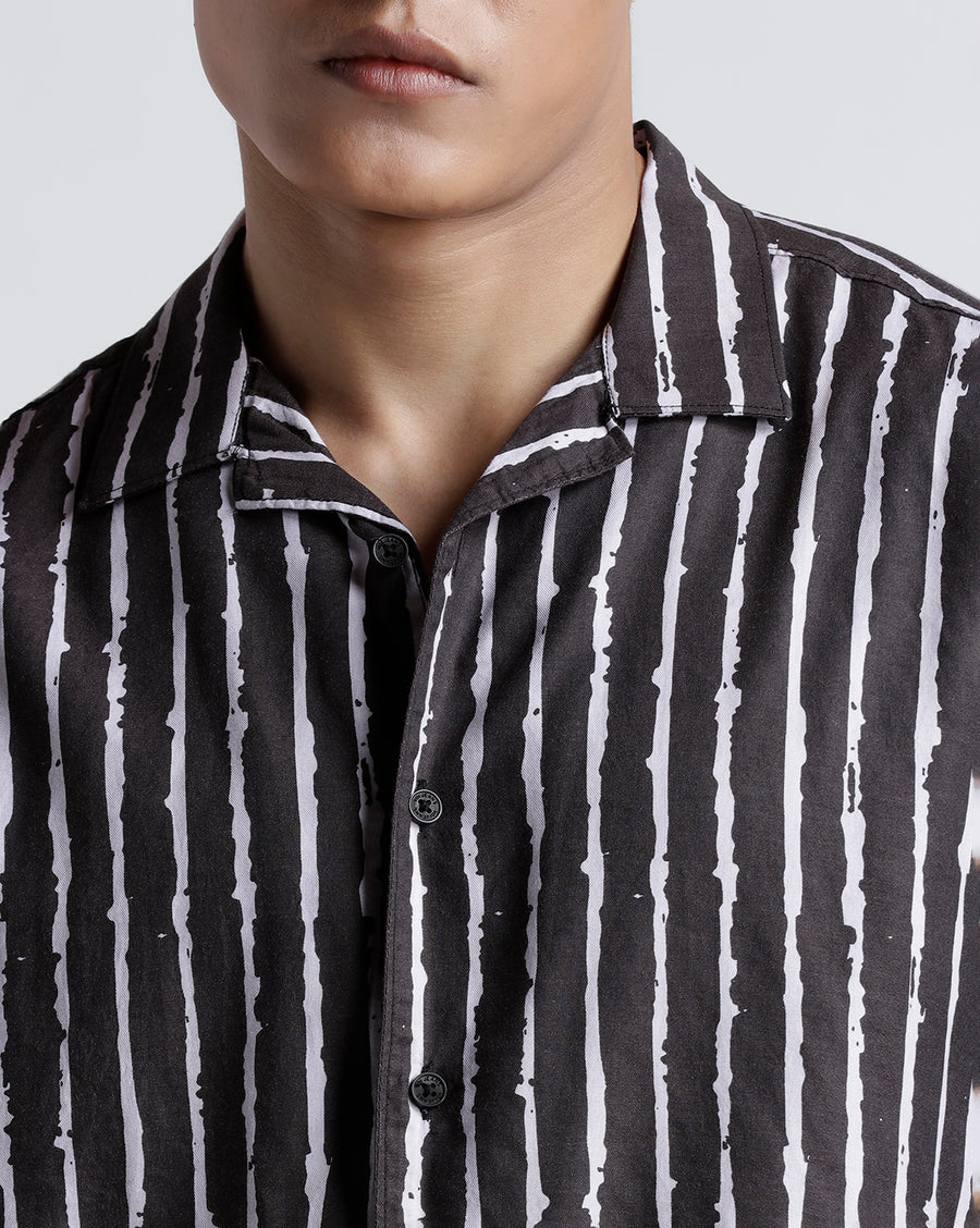 White Black Boxy Fit Shirt