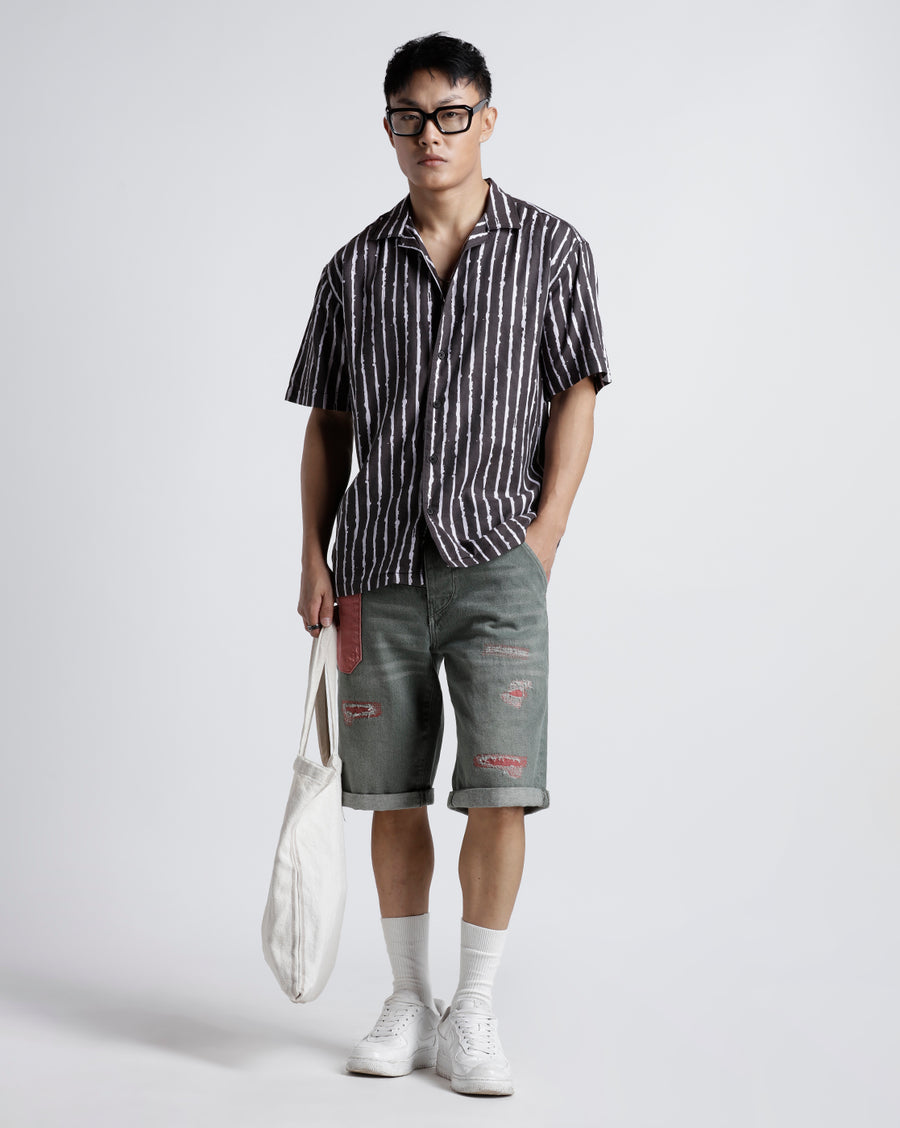 White Black Boxy Fit Shirt