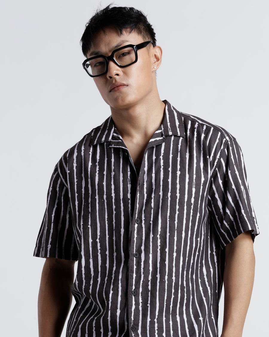 White Black Boxy Fit Shirt