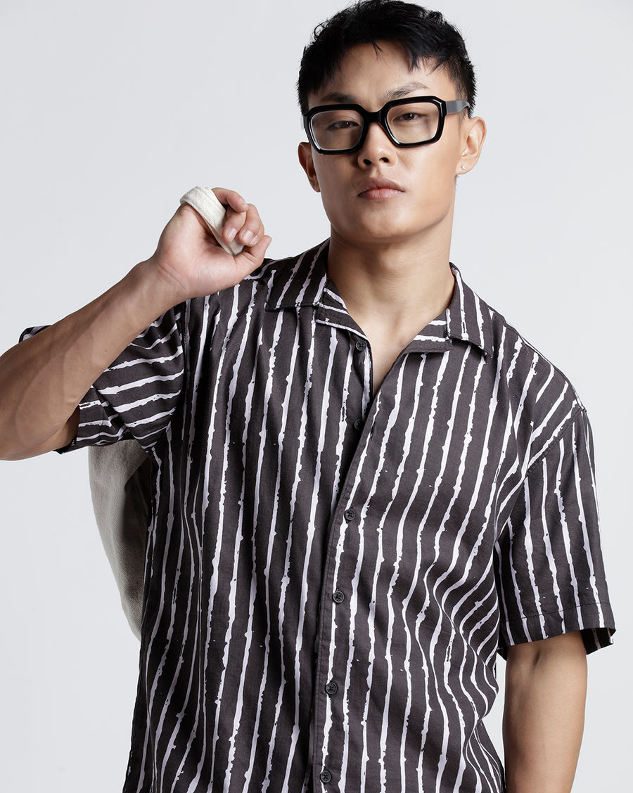 White Black Boxy Fit Shirt