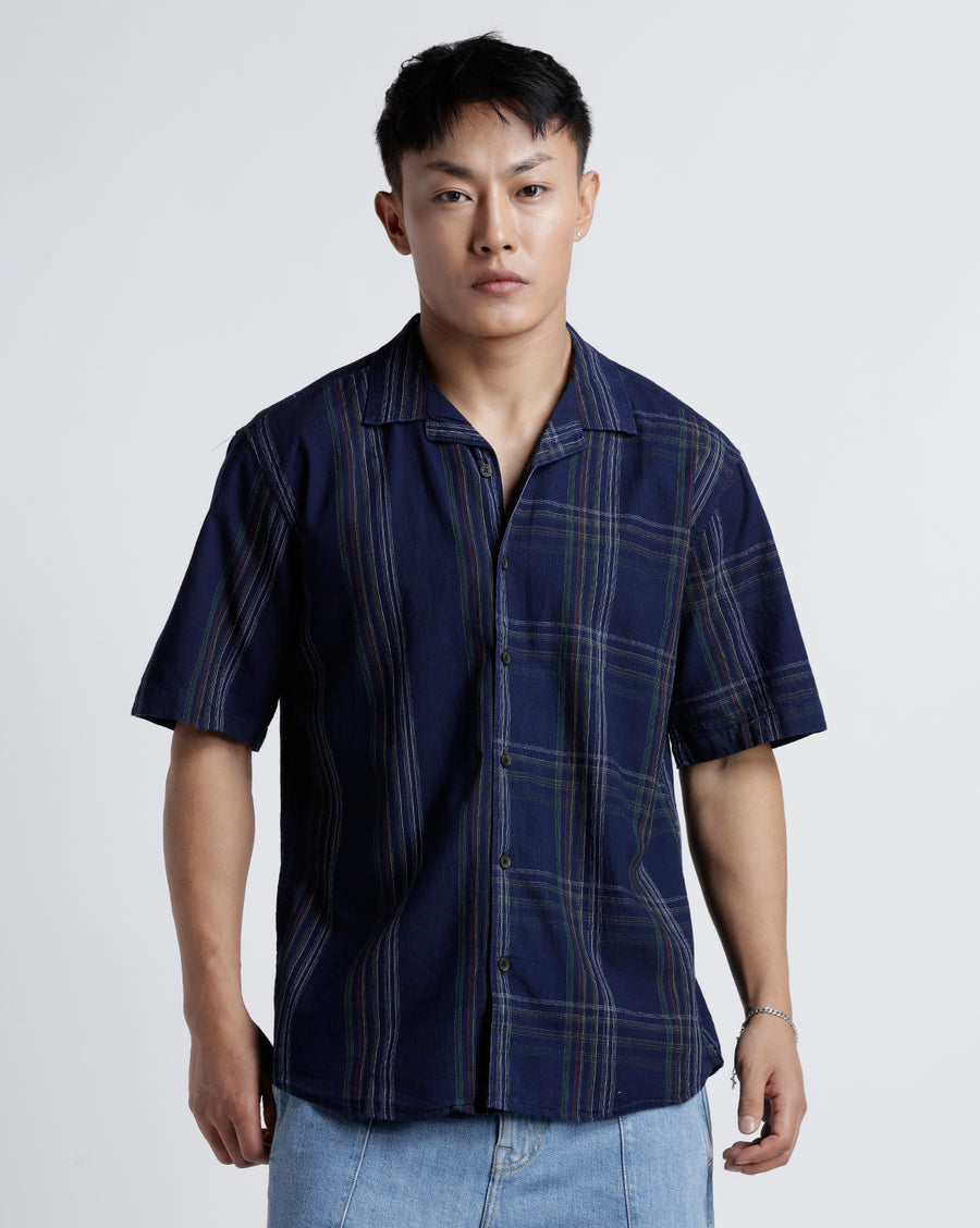 Indigo Checks & Stripe Regular Fit Shirt