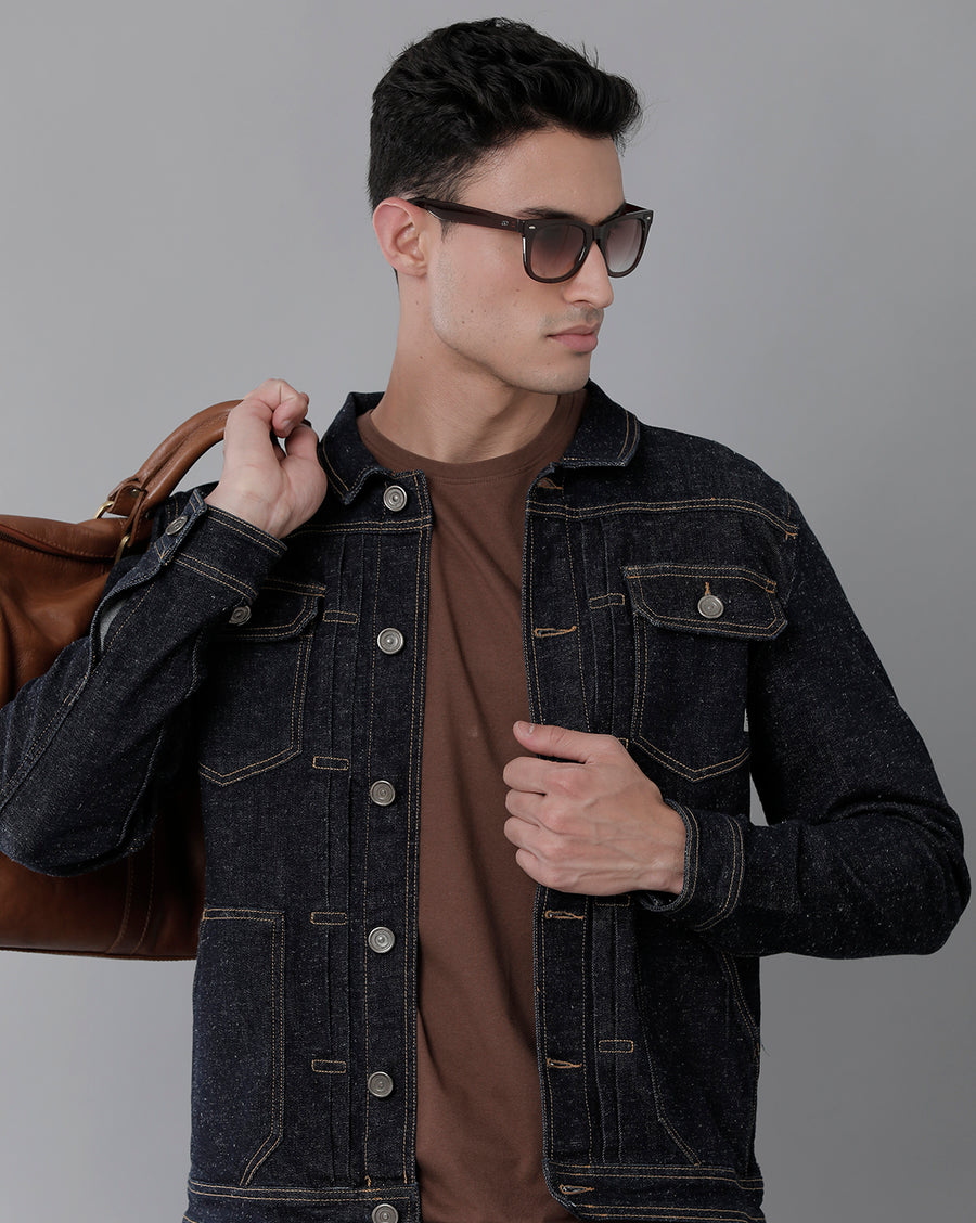 Men Solid Regular Fit Casual Jacket