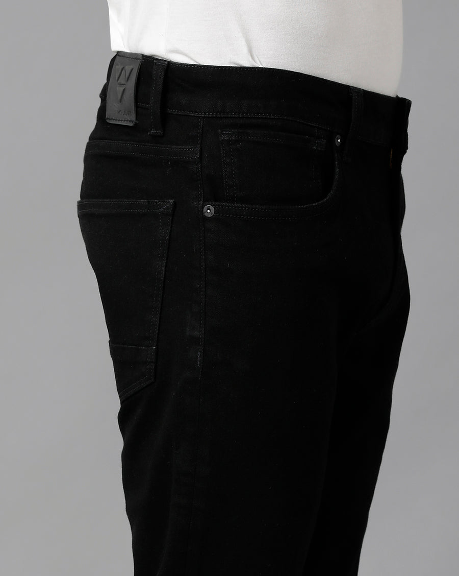 Voi Men Black Track Skinny Fit Jeans