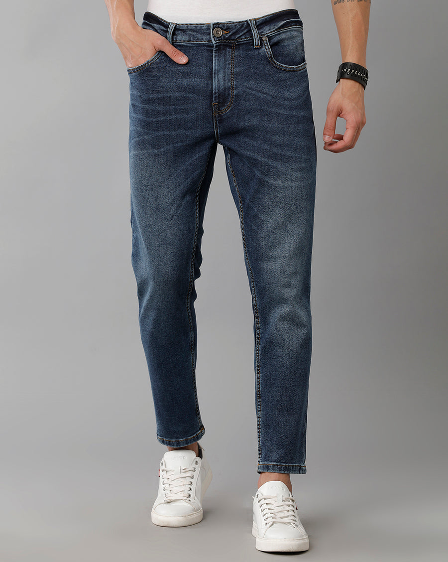 INDIGO TRACK CROPPED SKINNY FIT JEANS