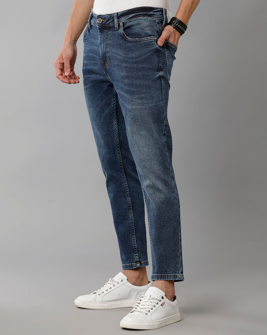 INDIGO TRACK CROPPED SKINNY FIT JEANS
