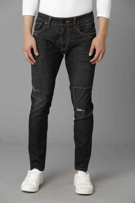 Men Solid Black Mid-Rise Low Distress Jeans