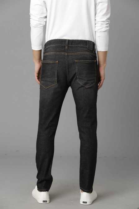 Men Solid Black Mid-Rise Low Distress Jeans