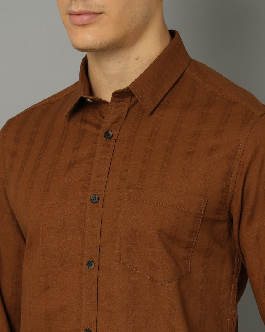 Slim Fit Opaque Casual Cotton Shirt