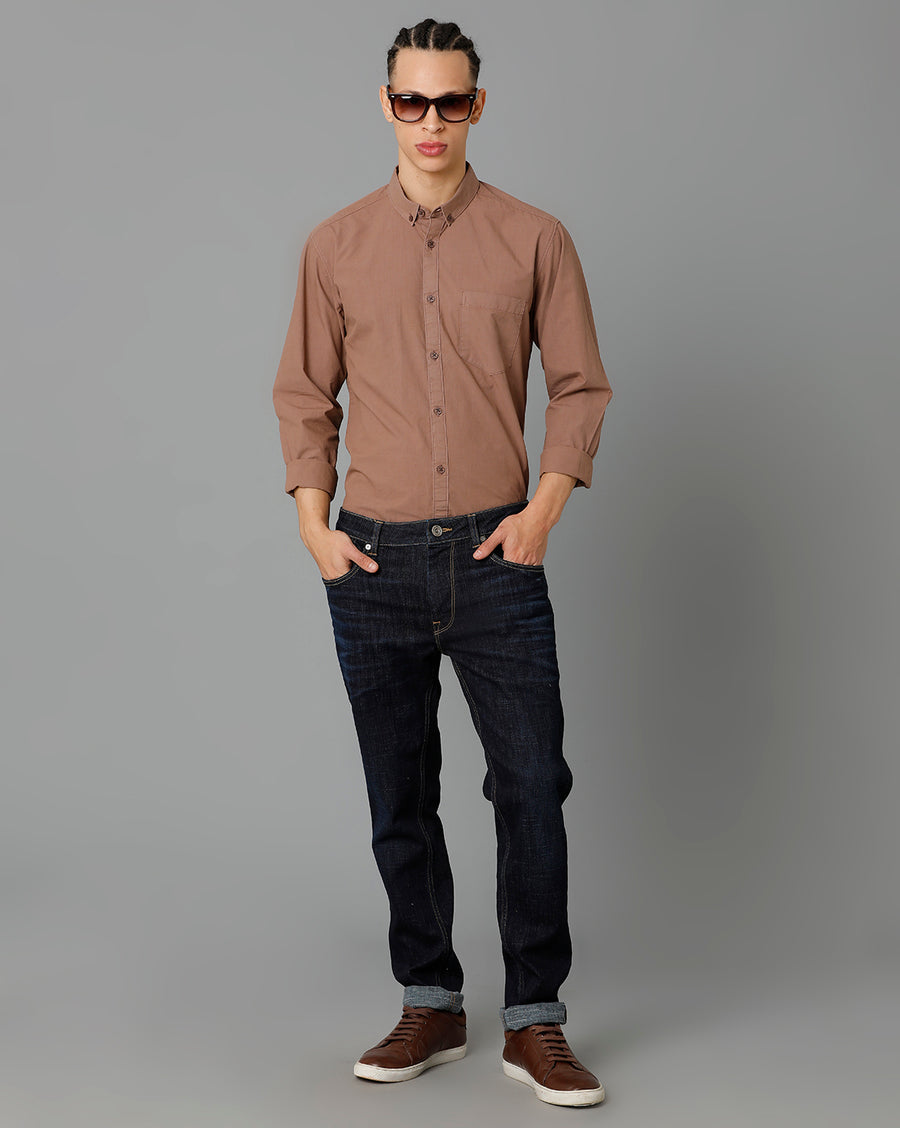 Men Solid Slim Fit Casual Shirt