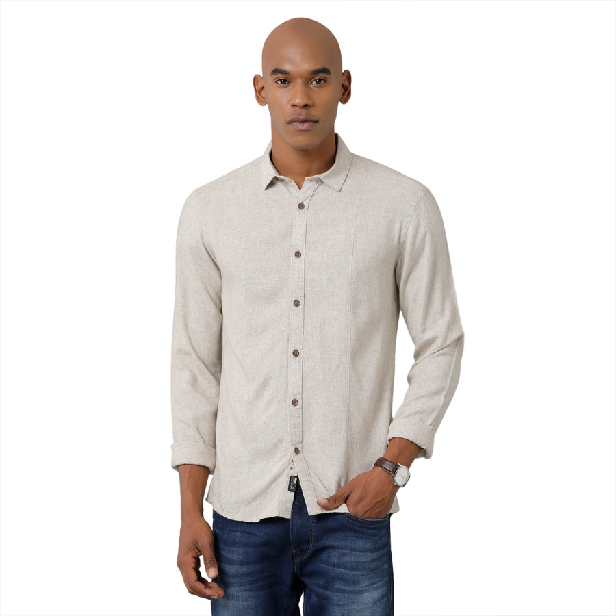 Voi Jeans Men's Light Grey Slim Fit Full Sleeves Shirt