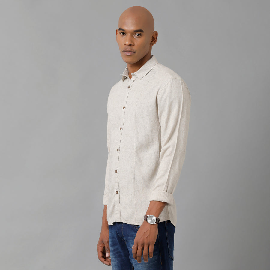 Voi Jeans Men's Light Grey Slim Fit Full Sleeves Shirt