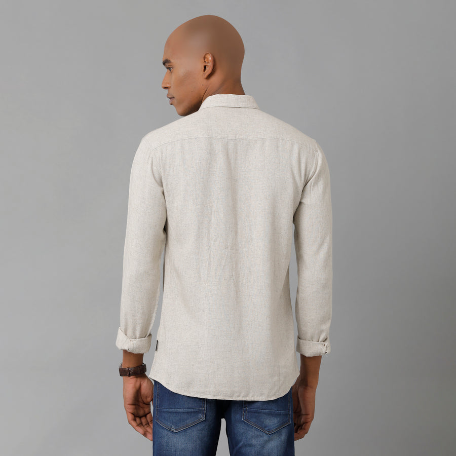 Voi Jeans Men's Light Grey Slim Fit Full Sleeves Shirt