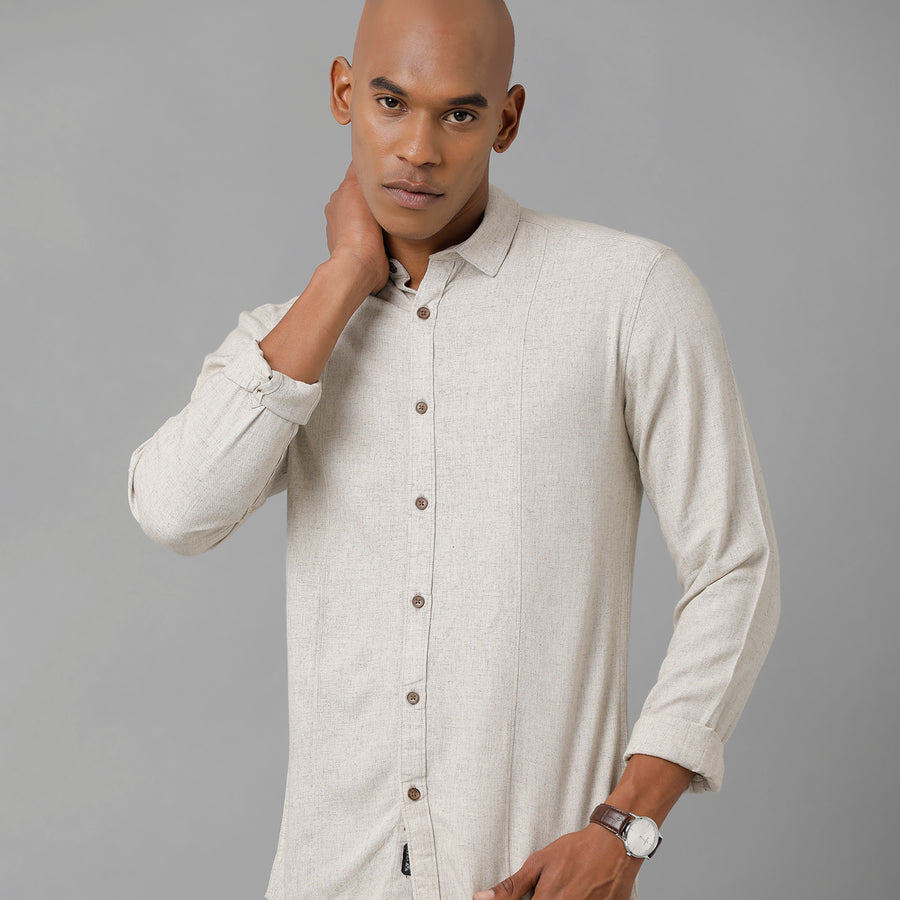 Voi Jeans Men's Light Grey Slim Fit Full Sleeves Shirt