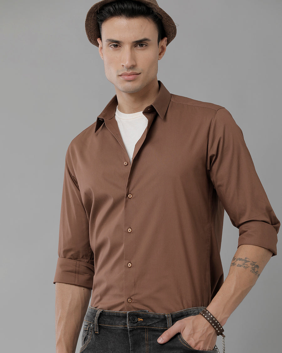 Men Solid Slim Fit Casual Shirt