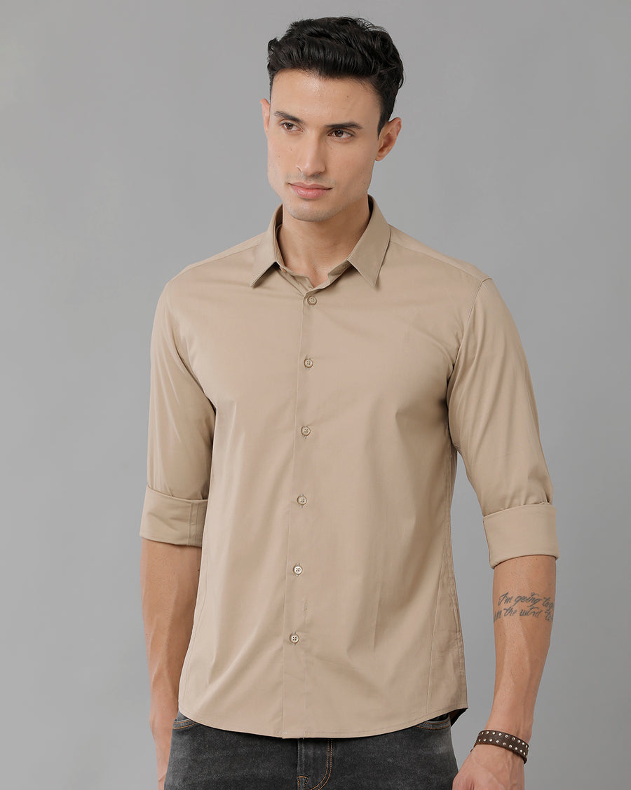 Men Solid Slim Fit Casual Shirt