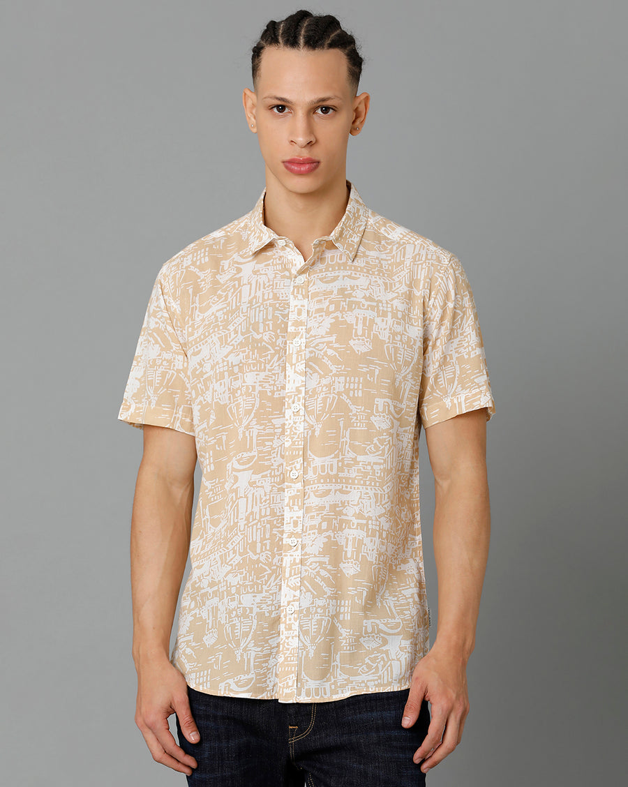 Black White Aop Slim Fit Shirt