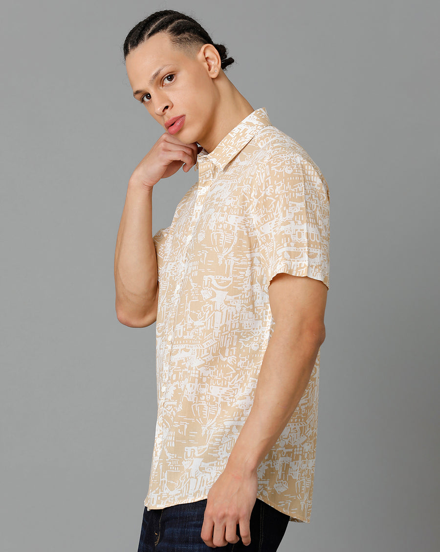 Black White Aop Slim Fit Shirt