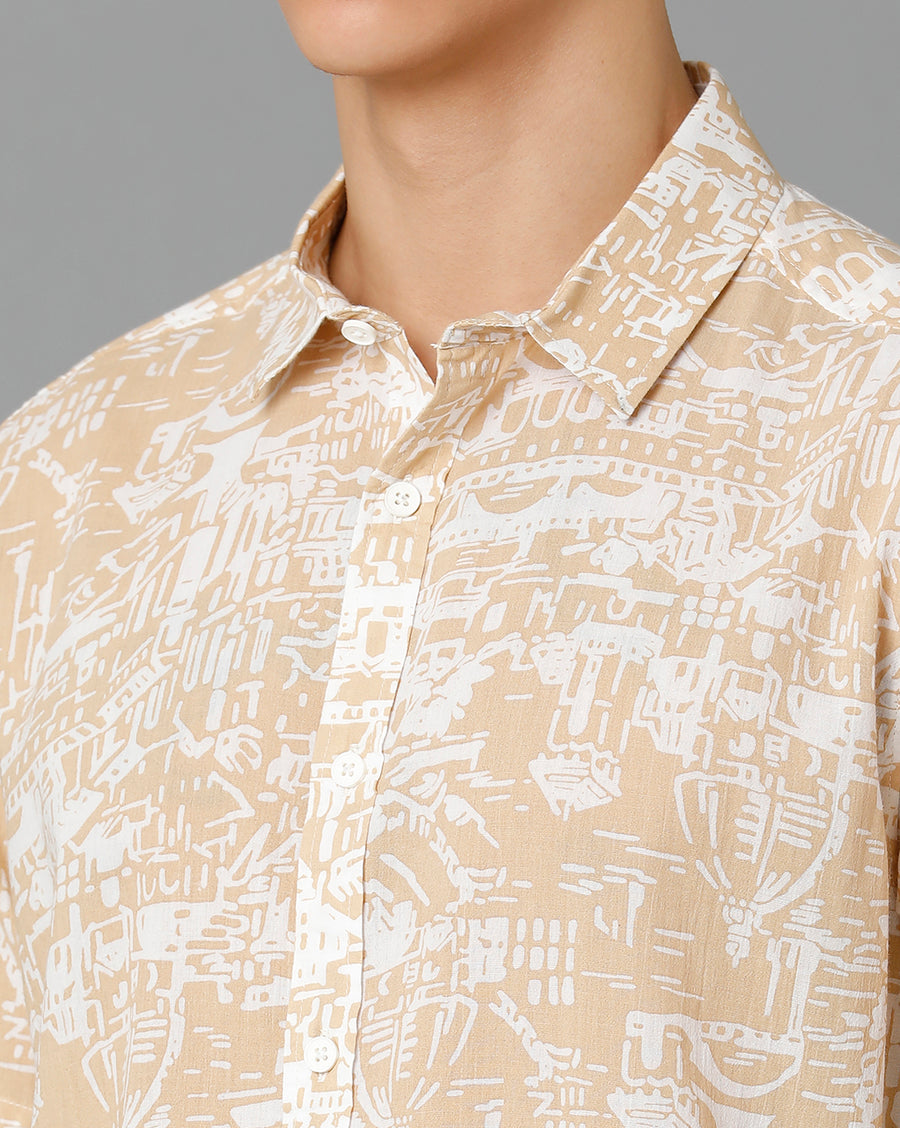 Black White Aop Slim Fit Shirt