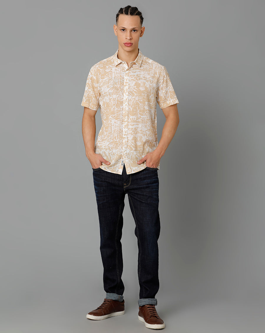 Black White Aop Slim Fit Shirt