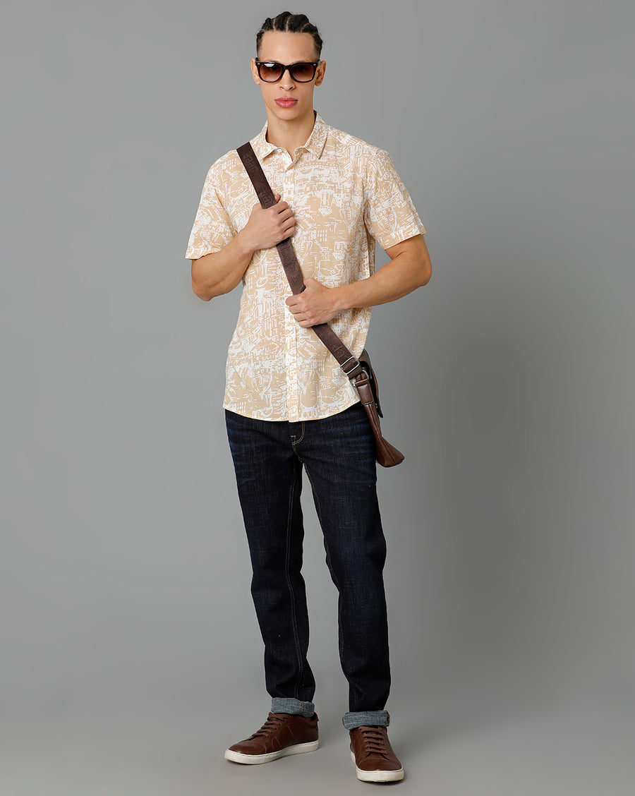 Black White Aop Slim Fit Shirt