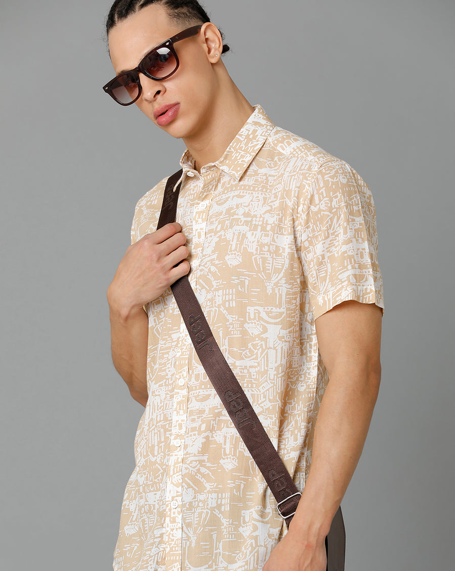 Black White Aop Slim Fit Shirt